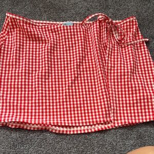 Shade & Shore Red and White Checkered Skirt
